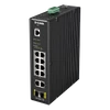 D-LINK Switch Ipari 10x1000Mbps (8xPOE) + 2xSFP + 1x konzol port Menedzselhető Fémházas,DIS-200G-12PS