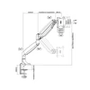 Multibrackets asztali rögzítő Gas Spring Single, dönthető, forgatható 15-27", fehér