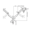 Multibrackets karos asztali rögzítő Gas Spring Dual, dönthető, forgatható 15-27", ezüst
