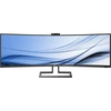PHILIPS Ívelt VA monitor 48,8" 499P9H, 5120x1440, 32:9, 450cd/m2, 5ms, 70Hz, RJ45/DP/2xHDMI/USB/USB-C, hangszóró, webkam