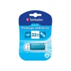 VERBATIM Pendrive, 32GB, USB 2.0, 10/4MB/sec, "PinStripe", karibikék
