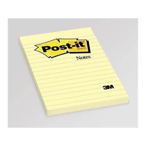 3M POSTIT Öntapadó jegyzettömb, 102x152 mm, 100 lap, vonalas, , sárga