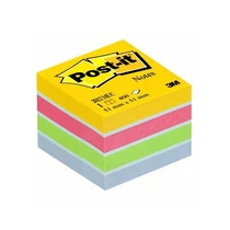 3M POSTIT Öntapadó jegyzettömb, 51x51 mm, 400 lap, bliszteres, , ultra színek