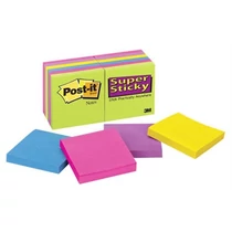 3M POSTIT Öntapadó jegyzettömb, 76x76 mm, 12x90 lap,"Super Sticky", vegyes