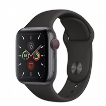 APPLE Watch Series 5 GPS + Cellular, 40mm Space Grey Aluminium Case with Black Sport Band - S/M & M/L - 2020