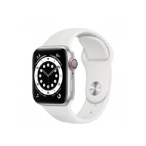 Apple Watch S6 GPS + Cellular, 40mm Silver Aluminium Case with White Sport Band - Regular