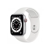 Apple Watch S6 GPS + Cellular, 44mm Silver Aluminium Case with White Sport Band - Regular
