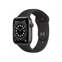 Apple Watch S6 GPS + Cellular, 44mm Space Grey Aluminium Case with Black Sport Band - Regular