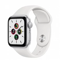 Apple Watch SE GPS, 40mm Silver Aluminium Case with White Sport Band - Regular