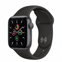 Apple Watch SE GPS, 40mm Space Gray Aluminium Case with Black Sport Band - Regular
