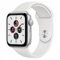 Apple Watch SE GPS, 44mm Silver Aluminium Case with White Sport Band - Regular