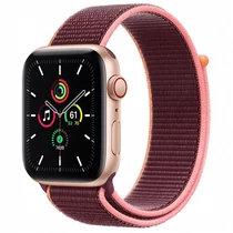 Apple Watch SE GPS + Cellular, 44mm Gold Aluminium Case with Plum Sport Loop