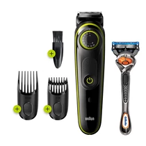 BRAUN BT3241 szakállvágó precíziós gombbal, 2 fésűvel és egy Gillette Fusion5 ProGlide borotvával