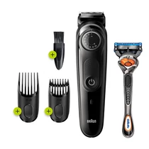 BRAUN BT5242 szakállvágó precíziós gombbal, 2 fésűvel és egy Gillette Fusion5 ProGlide borotvával