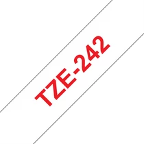 BROTHER szalag TZe-242, Fehér alapon Piros, Laminált, 18mm  0.7", 8 méter