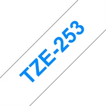 BROTHER szalag TZe-253, Fehér alapon Kék, Laminált, 24mm  0.94", 8 méter