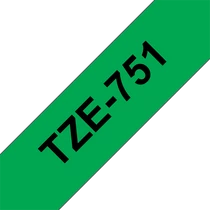 BROTHER szalag TZe-751, Zöld alapon Fekete, Laminált, 24mm  0.94", 8 méter