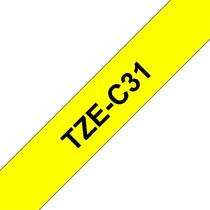 BROTHER szalag TZe-C31, Fluoreszkáló sárga alapon Fekete, Laminált, 12mm  0.47", 5 méter
