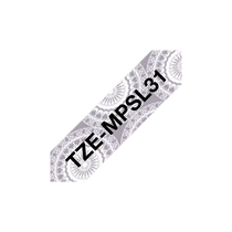 BROTHER szalag TZe-MPSL31, Ezüst mintás alapon Fekete, Laminált, 12mm  0.47", 4 méter
