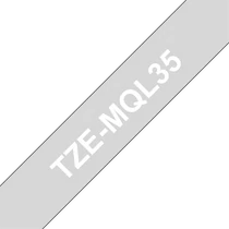 BROTHER szalag TZe-MQL35, Világos szürke alapon Fehér (matt), Laminált, 12mm  0.47", 5 méter