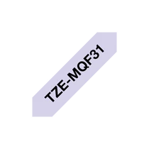 BROTHER szalag TZEMQF31, Pasztell lila alapon fekete szalag, 12 mm széles, 4m