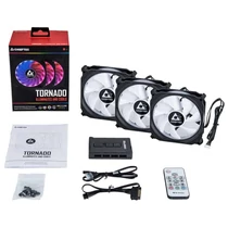 CHIEFTEC Ventilátor CF-3012-RGB 12cm, Fekete RGB LED 3DB-os + Vezérlő