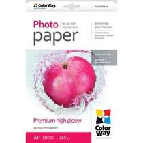 COLORWAY Fotópapír, prémium magasfényű (premium high glossy), 255 g/m2, A4, 50 lap