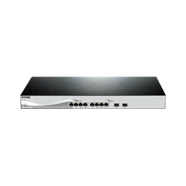 D-LINK Switch 8x1000Mbps kombó + 2xGibagit SFP+ Menedzselhető Rackes, DXS-1210-10TS