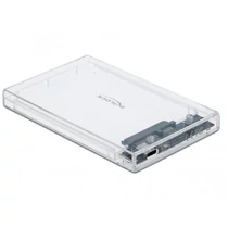 DELOCK Külső Ház 2.5" USB 3.1 Gen 2 Type-C female / SATA, átlátszó, tool free