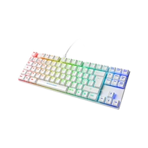 DELTACO GAMING Billentyűzet GAM-111-W, low-profile mechanical keyboard, aluminum frame, brown switches, RGB, white