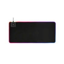 DELTACO GAMING Egérpad, Extra wide RGB mouse pad with wireless charging, neoprene 10W fast charge, 900x400, black/RGB
