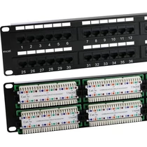 EXCEL Cat.5e UTP 48 portos patchpanel, 2U, fekete