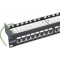EXCEL Cat.6 FTP 24 portos patchpanel, 1U, fekete