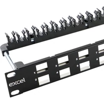 EXCEL Döntött moduláris 24 portos patchpanel 1U, fekete
