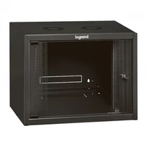 LEGRAND fali rackszekrény 19`` 6U MAG: 362 SZÉL: 600 MÉLY: 400 antracit egyrekeszes üvegajtós készre szerelet MAX: 18 kg