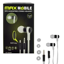 MAX MOBILE Headset Handsfree KV-1959M Mikorofonos Fülhallgató, 3,5 mm jack, 1,2 m, Fekete-Fehér