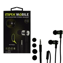 MAX MOBILE Headset Handsfree KV-1959M Mikorofonos Fülhallgató, 3,5 mm jack, 1,2 m, Fekete