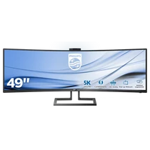 PHILIPS Ívelt VA monitor 48,8" 499P9H, 5120x1440, 32:9, 450cd/m2, 5ms, 70Hz, RJ45/DP/2xHDMI/USB/USB-C, hangszóró, webkam