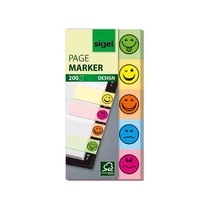 SIGEL Jelölőcímke, papír, 5x40 lap, 20x50 mm, SIGEL "Smile", vegyes szín