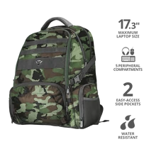 TRUST Gamer Notebook hátizsák 23868, GXT 1250G Hunter Gaming Backpack for 17.3" laptops - green camo