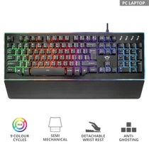 TRUST Gamer félmechanikus LED-es billentyűzet 21839, GXT 860 Thura Semi-mechanical Gaming Keyboard