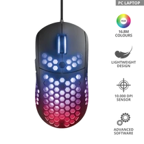 TRUST Gamer Vezetékes könnyű RGB egér 23758, GXT 960 Graphin Ultra-lightweight Gaming Mouse