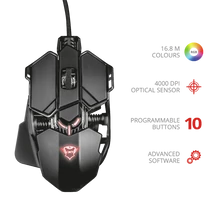 TRUST Gamer Vezetékes röntgen hatású egér 22089, GXT 138 X-Ray Illuminated Gaming Mouse