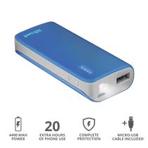 TRUST Hordozható töltő 21225, Primo Powerbank 4400 mAh - blue