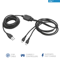 TRUST Kettős, töltő és játékhoz használható kábel 20165, GXT 222 Duo Charge & Play Cable for PS4