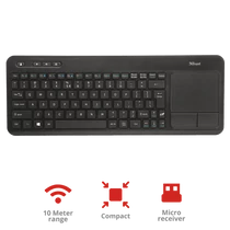 TRUST Vezeték nélküli érintős multimédiás billentyűzet 21268, Veza Wireless Keyboard with touchpad HU