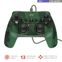 TRUST Vezetékes gombkormány PC-hez és PlayStation 3-hoz 23291, GXT 540C Yula Wired Gamepad - camo