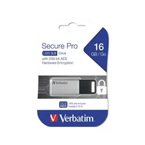 VERBATIM Pendrive, 16GB, USB 3.0, 100/20MB/sec, PC & MAC, GDPR, "SECURE DATA PRO", szürke