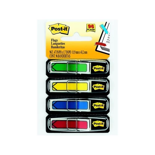 3M POSTIT Jelölőcímke, műanyag, 4x24 lap, 11,9x43,2 mm, nyíl, , vegyes