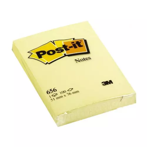 3M POSTIT Öntapadó jegyzettömb, 51x76 mm, 100 lap, , sárga